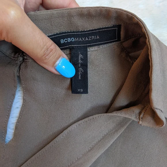 BCBGMAXAZRIA Brown Silk Sheer Chiffon Blouse - Picture 2 of 7